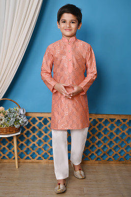 HUMAN CHOICE Boys Festive & Party, Wedding Kurta and Pyjama Set(Pink Pack of 1)