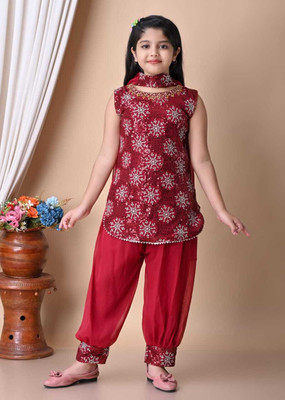 PRINCESSA COLLECTION Girls Festive & Party Kurta and Patiala Set(Red Pack of 1)