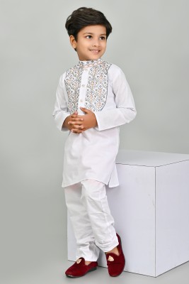 NFC CREATION Boys Casual Kurta and Pyjama Set(White Pack of 1)