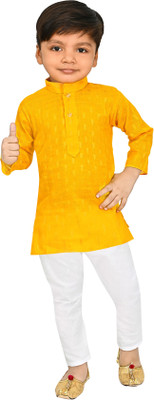 NEWJON Boys Festive & Party Kurta and Pyjama Set(Yellow Pack of 1)