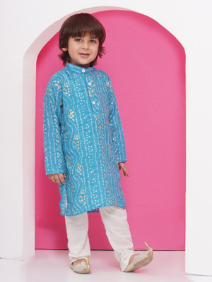 AJ Dezines Boys Festive & Party Kurta and Pyjama Set(Blue Pack of 1)