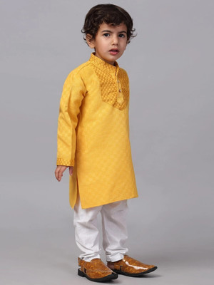 CENSAL Boys Festive & Party Kurta and Pyjama Set(Yellow Pack of 1)