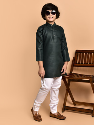 PRINTCULTR Boys Festive & Party Kurta and Pyjama Set(Green Pack of 2)