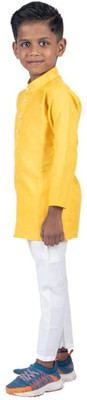 VC FASHION TREND Baby Boys Festive & Party Kurta and Pyjama Set(Yellow Pack of 1)