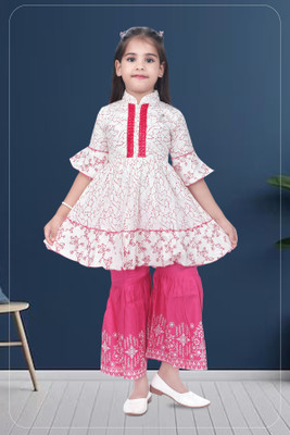 new gen Baby Girls Casual, Festive & Party Kurta and Sharara Set(Multicolor Pack of 1)