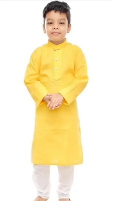 VDC FASHION HUB Baby Boys Festive & Party Kurta and Pyjama Set(Yellow Pack of 1)