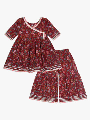 spack jerrow Baby Girls Festive & Party Kurta and Patiala Set(Red Pack of 1)