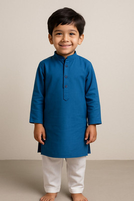 STYLEBOAT Baby Boys Casual, Festive & Party, Wedding Kurta and Pyjama Set(Blue Pack of 1)