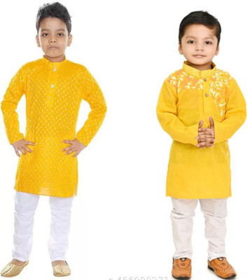 R KAY FASHIONS Baby Boys Casual Kurta and Pyjama Set(White Pack of 2)