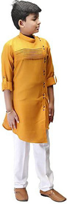 seetoo Boys Festive & Party Kurta and Pyjama Set(Yellow Pack of 1)