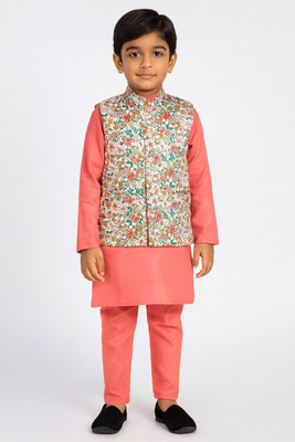 ARADHYA ESSENCE Boys Festive & Party, Wedding Ethnic Jacket, Kurta and Palazzo Set(Pink Pack of 1)