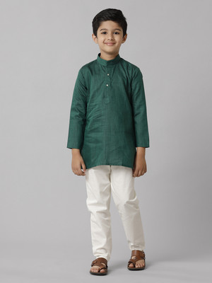 Ramraj Cotton Boys Festive & Party Kurta and Pyjama Set(Green Pack of 1)