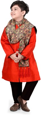 Smuktar garments Boys Casual, Festive & Party, Wedding Kurta, Pyjama & Dupatta Set(Red Pack of 3)