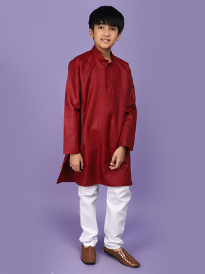 V-MART Boys Casual Kurta and Pyjama Set(Maroon Pack of 2)