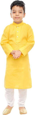 FTC FASHIONS Boys Festive & Party Kurta and Pyjama Set(Yellow Pack of 1)