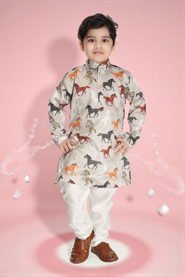 Smuktar garments Baby Boys Casual, Festive & Party, Wedding Kurta and Pyjama Set(Multicolor Pack of 2)
