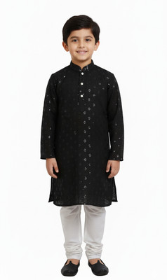 ARSFASHIONS Boys Festive & Party, Wedding, Casual Kurta and Pyjama Set(Black Pack of 1)