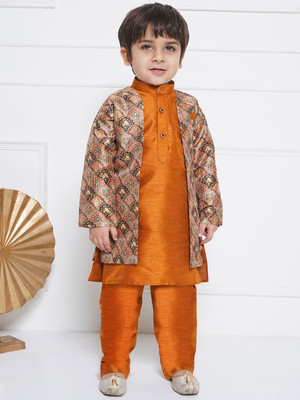 AJ Dezines Boys Festive & Party Sherwani and Churidar Set(Green Pack of 1)