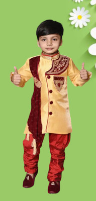 New Hsgarments Boys Festive & Party Kurta and Pyjama Set(Gold Pack of 1)