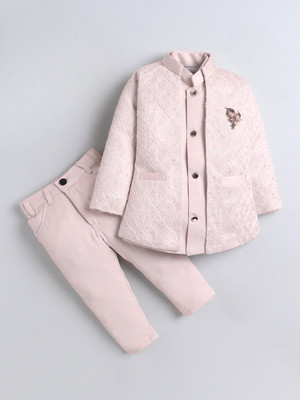 HouseOfCommon Boys Festive & Party, Wedding Sherwani and Churidar Set(Pink Pack of 1)