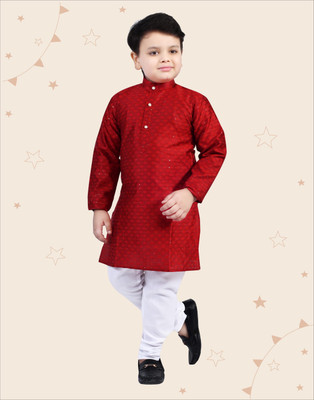 Kidotsav Boys Festive & Party Kurta and Pyjama Set(Red Pack of 1)