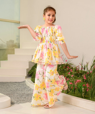 Pspeaches Girls Festive & Party Kurta and Pyjama Set(Multicolor Pack of 1)
