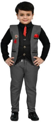 SONUJAIN Boys Festive & Party Shirt, Waistcoat and Pant Set(Multicolor Pack of 3)