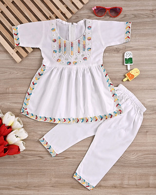 Rkdress Baby Girls Festive & Party, Wedding Kurta and Patiala Set(White Pack of 1)
