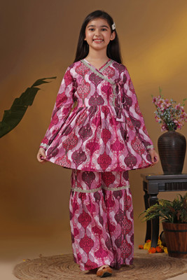Tasrika Girls Festive & Party Kurta and Sharara Set(Pink Pack of 1)