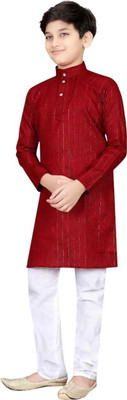 SHREEJI ENTERPRISE Boys Wedding Kurta and Pyjama Set(Maroon Pack of 1)