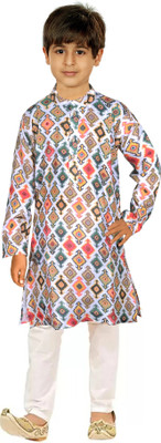 HRR Boys Festive & Party Kurta and Pyjama Set(Multicolor Pack of 1)