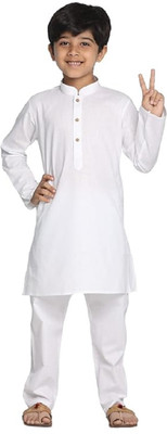 Kolva Boys Festive & Party Kurta and Pyjama Set(White Pack of 1)