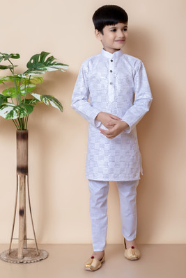 COSMOS ART ENTERPRISE Boys Festive & Party, Wedding Kurta and Pyjama Set(White Pack of 1)