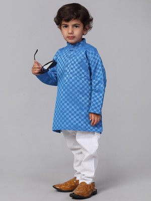 CENSAL Boys Festive & Party Kurta and Pyjama Set(Dark Blue Pack of 1)