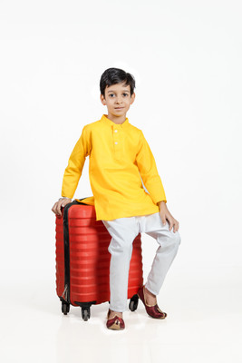 Aadideva Boys Festive & Party Kurta and Pyjama Set(Yellow Pack of 1)
