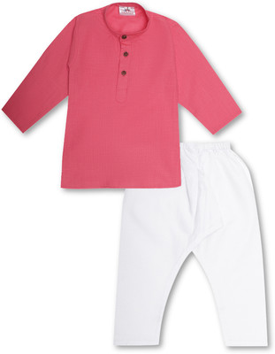 MoMaa Boys Casual Kurta and Pyjama Set(Pink Pack of 2)