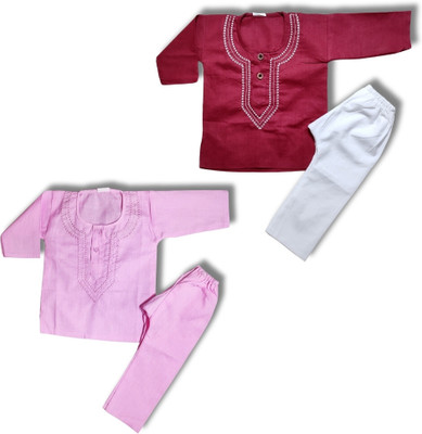 SHIVAAY Baby Boys Casual Kurta and Pyjama Set(Multicolor Pack of 2)