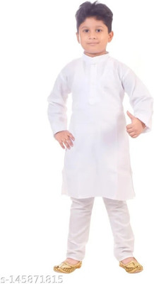 Wifi Boys Festive & Party Kurta and Pyjama Set(White Pack of 1)