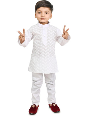 sahil collection Boys Festive & Party Kurta and Churidar Set(White Pack of 1)