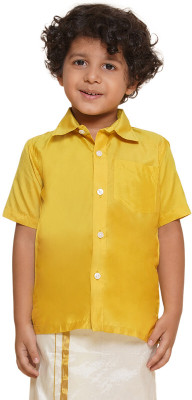 Sethukrishna Boys Festive & Party Kurta and Dhoti Pant Set(Yellow Pack of 1)