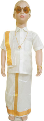 KPR Baby Boys Wedding Kurta and Dhoti Pant Set(White Pack of 1)