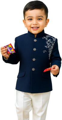 MYTI Boys Wedding, Festive & Party Kurta and Pyjama Set(Blue Pack of 1)