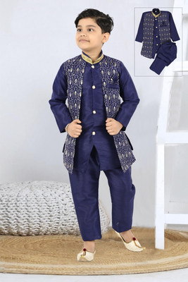 new gen Boys Festive & Party, Wedding Kurta and Pyjama Set(Dark Blue Pack of 1)