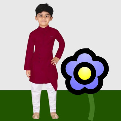 VDC FASHION TREND Baby Boys Festive & Party Kurta and Pyjama Set(Maroon Pack of 1)