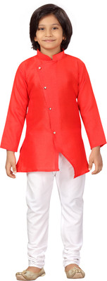 Little Mafia By Aarika Boys Festive & Party Kurta and Pyjama Set(Red Pack of 1)