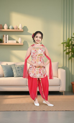 Rania Dresses Baby Girls Festive & Party Kurta, Dhoti Pant & Dupatta Set(Multicolor Pack of 1)