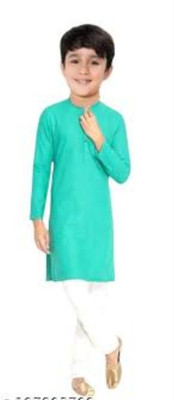 VDC CREATIONS Baby Boys Festive & Party Kurta and Pyjama Set(Green Pack of 1)