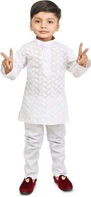 sahil collection Boys Festive & Party Kurta and Churidar Set(White Pack of 1)