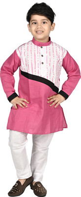 new gen Boys Festive & Party Kurta and Dhoti Pant Set(Pink Pack of 1)