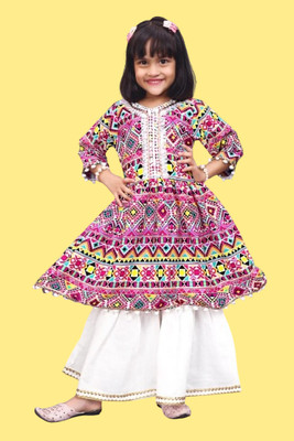 Agnivesha Girls Festive & Party Kurta and Palazzo Set(Multicolor Pack of 1)